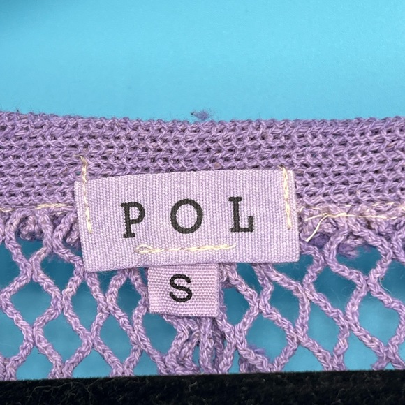 Just In! POL Round Neck Crochet Top Iris Purple Front Decortive Zip-NWT Sz- S-L - Picture 7 of 7